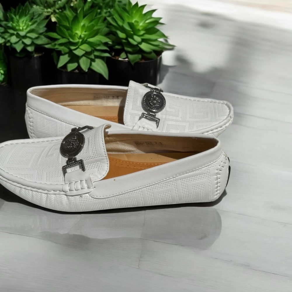 White Leather Loafers with Tassel Detail